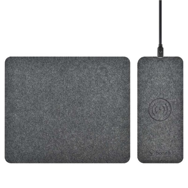 Bonelk Split Qi Wireless Charging Mouse Mat 37cm For iPhone 15/Samsung S24 Grey