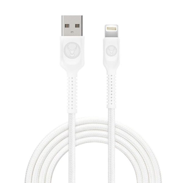 Bonelk Long-Life Easy Grip 1.2m USB-A to 8-Pin Charging Cable For iPhone 15 WHT
