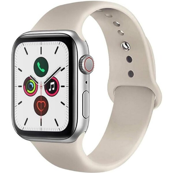 [WAT-NB-42DGR2] Compatible For Apple Watch Band 42/44/45/49MM Soft Silicone Sport Strap - Stone