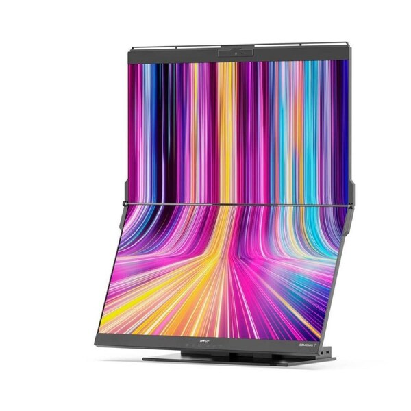 Mobile Pixels Geminos T Dual Vertical 24" Stacked Desktop Monitor w/Webcam Black