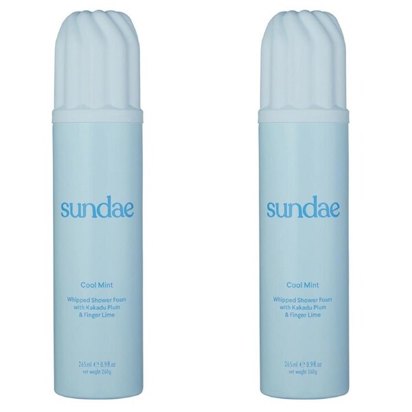 2x Sundae 265ml Whipped Shower Bathroom Foam Cool Mint Scent Body Skin Care Wash