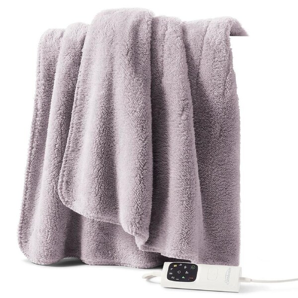Sunbeam Feel Perfect Cosy Sherpa Fleece Heated Throw