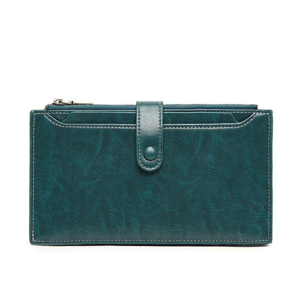 Nevenka Womens Wallet RFID Blocking Credit Card Holder Large Capacity Bifold Multi Card Case with Zipper Pocket-PeacockBlue