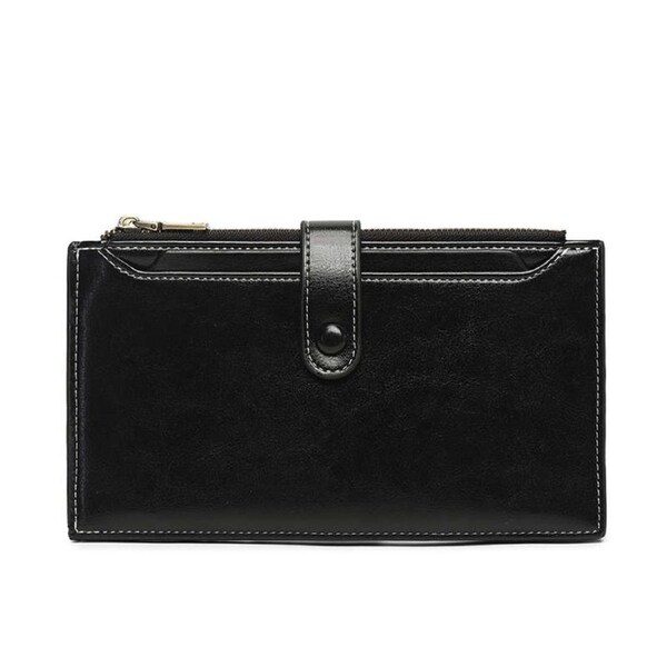 Nevenka Womens Wallet RFID Blocking Credit Card Holder Large Capacity Bifold Multi Card Case with Zipper Pocket-Black