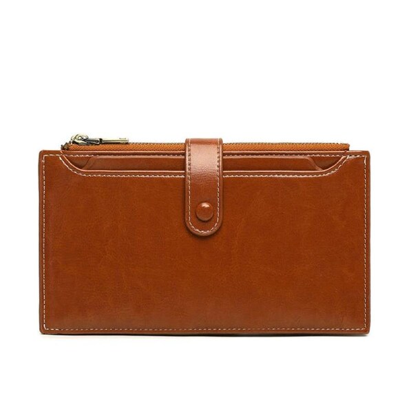 Nevenka Womens Wallet RFID Blocking Credit Card Holder Large Capacity Bifold Multi Card Case with Zipper Pocket-Brown