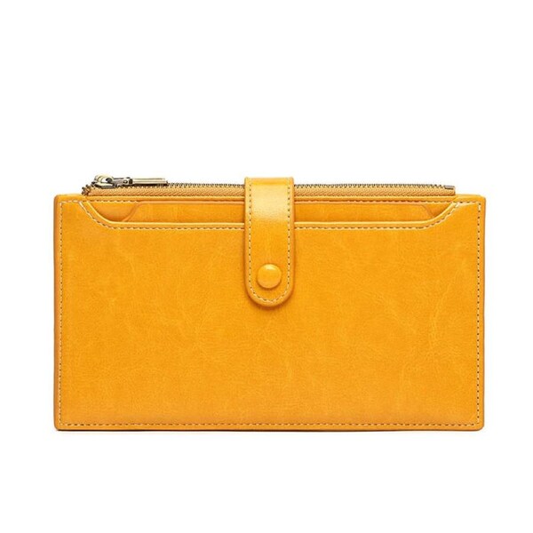 Nevenka Womens Wallet RFID Blocking Credit Card Holder Large Capacity Bifold Multi Card Case with Zipper Pocket-Yellow