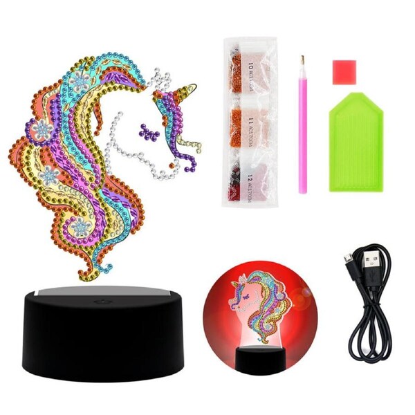Nevenka Diamond Painting Lamp,LED Number Painting Kits for Adults Home Decor Art Sets with Tools and USB Cable -Unicorn