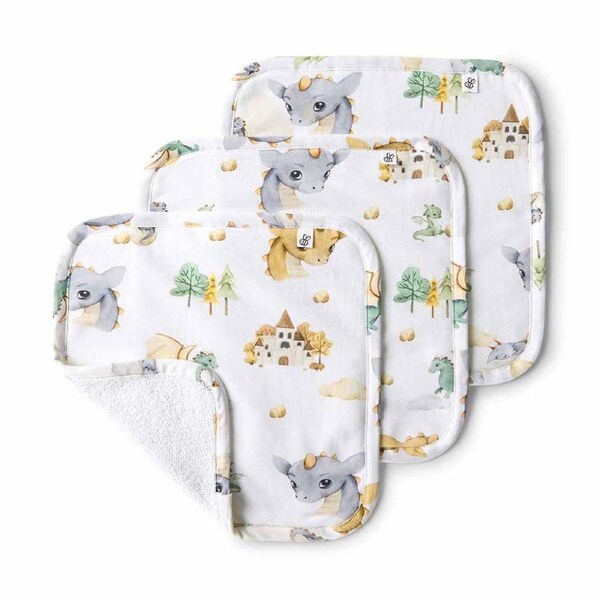Snuggle Hunny Dragon Organic Wash Cloths - 3 Pack