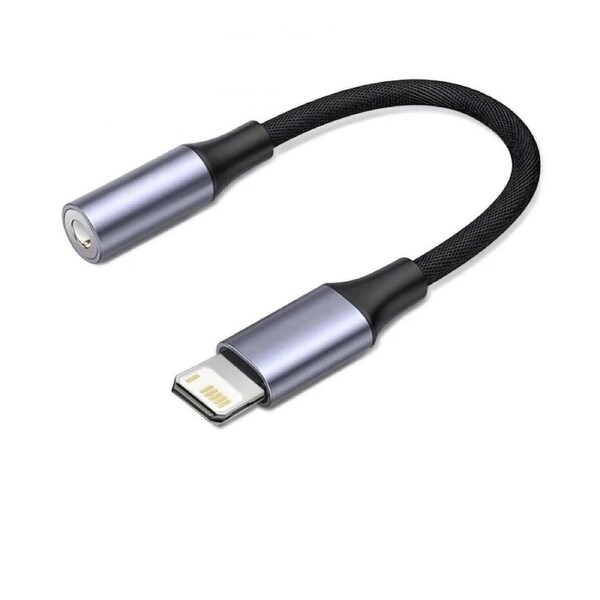 Lightning to 3.5 mm Jack Headphone Adapter for Lightning Dongle Compatible with iPhone 14 13 12 11 Pro Max Mini Plus - Grey