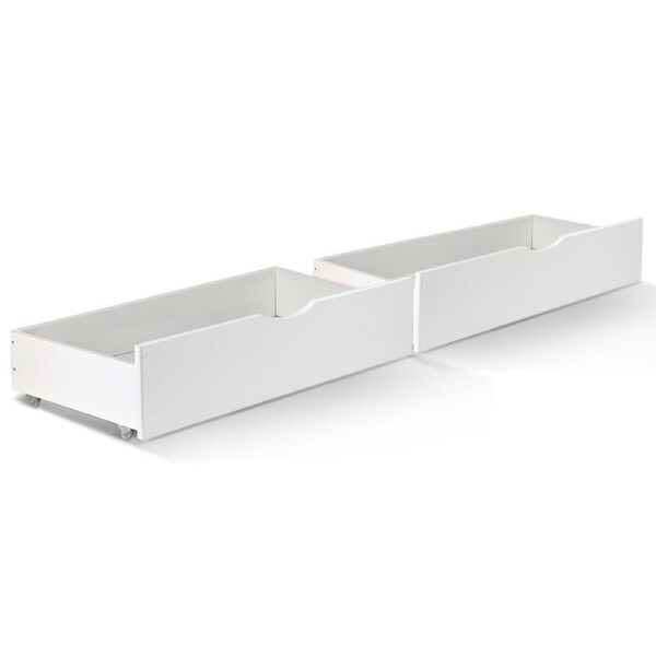 2x Storage Drawers Trundle for Single Wooden Bed Frame Base Timber White Drawer