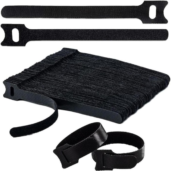 Swift Direct 8-Inch 100 Pcs Reusable Cable Ties, Premium Quality Cable Management Straps for Electrical Cable & Wire Organizer (200mm x 12mm, Black)