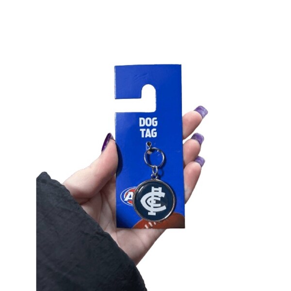 AFL Dog ID Tag - Carlton Blues - Engravable - Pet - STUBBY CLUB - 30mm diameter