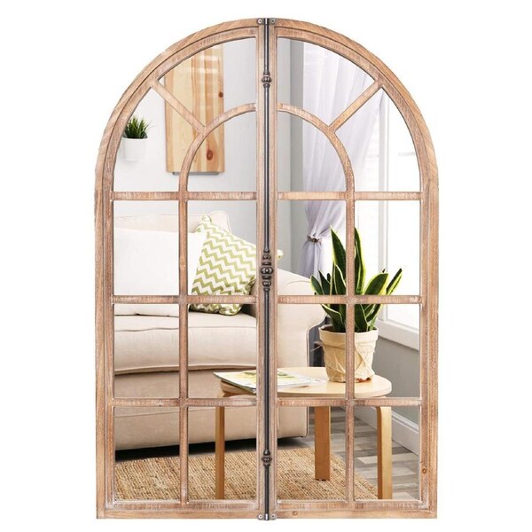 Giantex Arched Window Mirror 88cm x 60cm Wall Mounted Decorative Mirror Home Office Mirror