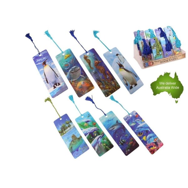 3D Sealife Bookmark Long Tassel Gift Book Shark Whale Penguin Sea Turtle 15cm