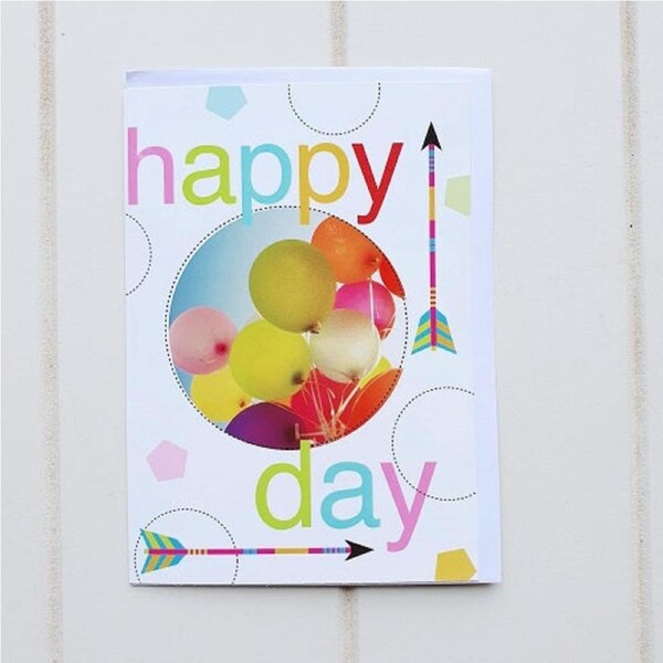 Happy Birthday Arrows + Balloons Birthday Greeting Card