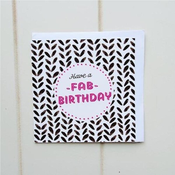 Have a Fab Birthday Black and pink Greeting Card