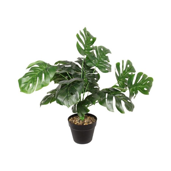 Leaf Fern in Black Pot Artificial Fake Monstera Plant