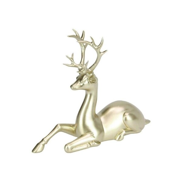 Sitting Champagne Colour Reindeer Ornament Figurine Statue -19cm