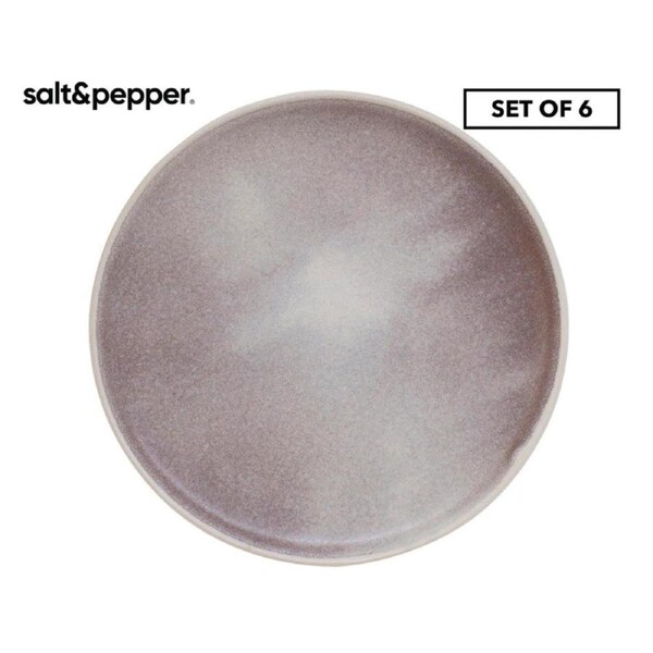 Set of 6 Salt & Pepper 20cm Kanoko Side Plate - Purple