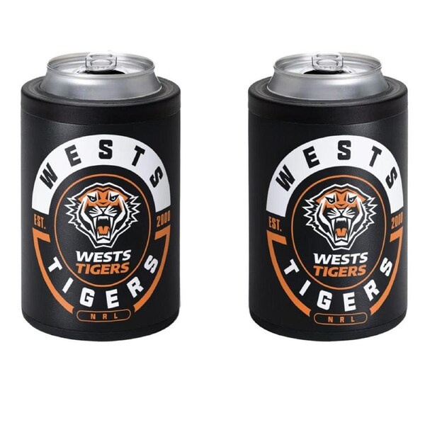 Wests Tigers NRL Insulated Stainless Steel Can Cooler with Twist Top Lid