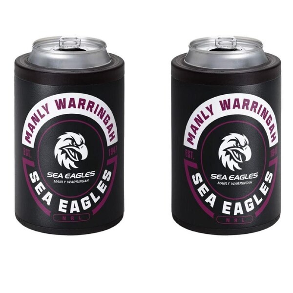 Manly Warringah Sea Eagles NRL Insulated Stainless Steel Can Cooler with Twist Top Lid