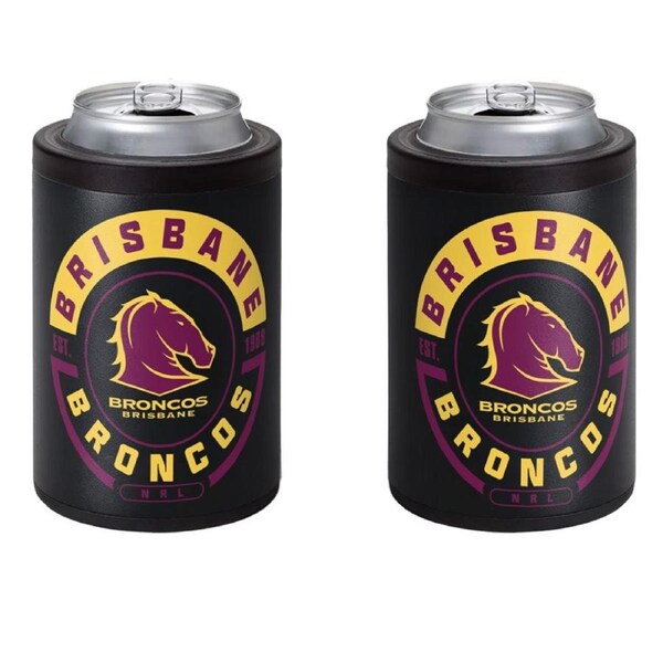 Brisbane Broncos NRL Insulated Stainless Steel Can Cooler with Twist Top Lid