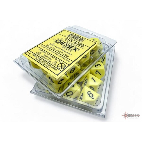 CHX 25262 Opaque Pastel Yellow/black Set of Ten d10s