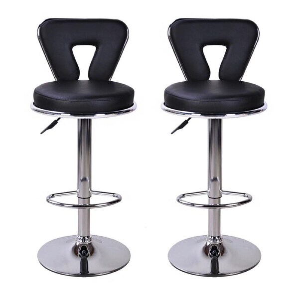 2 x Eden Designer PU Leather Bar Stools (BLACK -Set of 2)