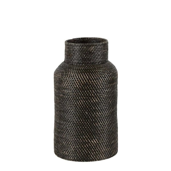 Belle Harta Woven Rattan Basket Round Storage Home Decor Small 50x28cm Black