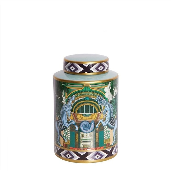 Belle Akira Porcelain Storage Jar w/ Lid Tabletop Home Decor Small Round 26x17cm