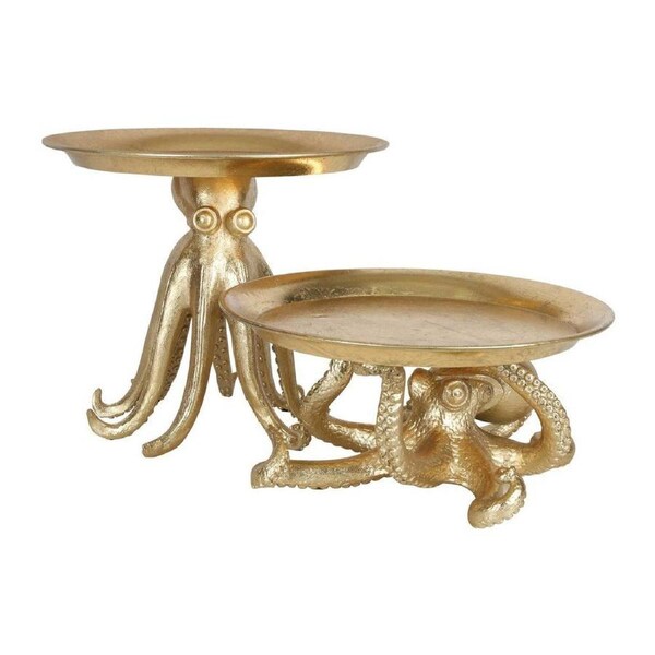 Belle Octopus Polyresin/Metal Standing Tray Storage Display Decor 34x27cm Gold