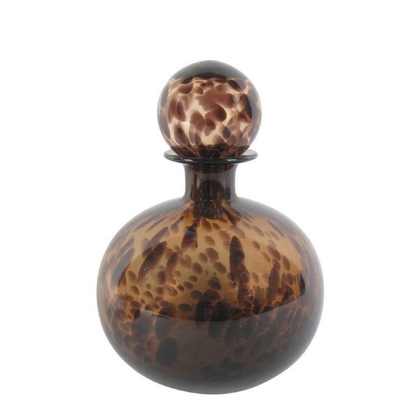 Belle Jasper Glass Bottle Round 28.5cm Decorative Accent Decor Tortoiseshell