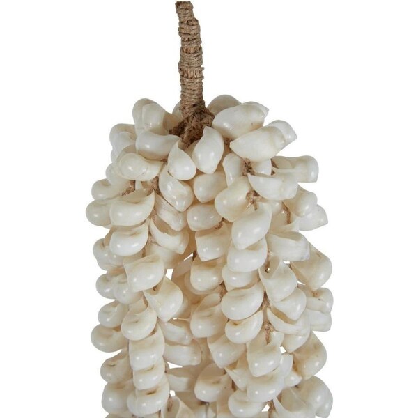 Belle Seaforth Natural Shell w/ Jute Tassel 38cm Wall Hanging Home Decor White