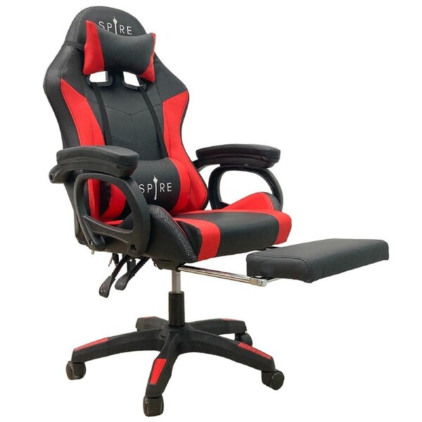 Spire Onyx LED Massage Gaming Chair - Red and Black