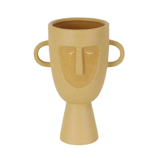 Belle Coltrane Stoneware Face Flower Vase 34cm Plant Holder Accent Decor Sand