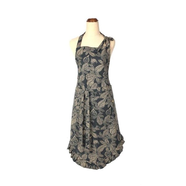 Belle Fig Tree Frill Cotton 95x70cm Apron Kitchen/BBQ/Baking Cooking Dark Slate