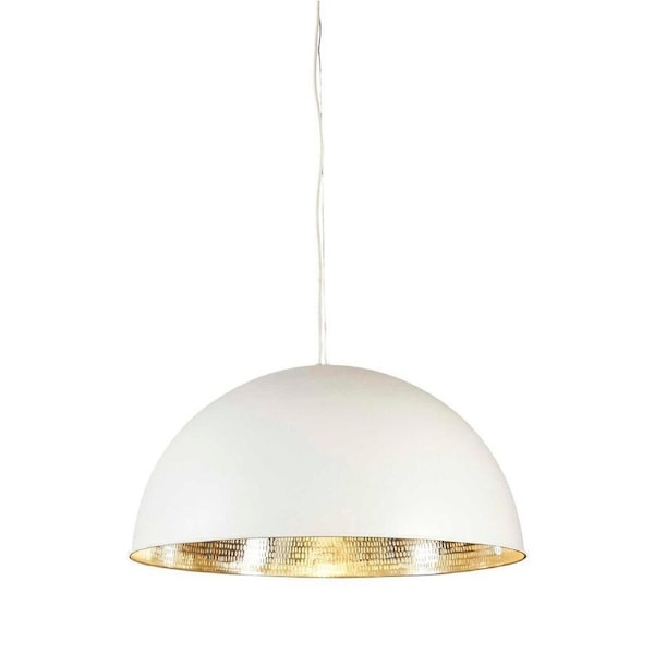 Belle Alfresco Dome Ceiling Pendant Light 60cm Hanging Room Lamp White/Silver