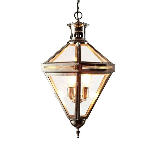Belle Rockefella Brass/Glass Ceiling Pendant Light 71cm Hanging Room Lamp Nickel
