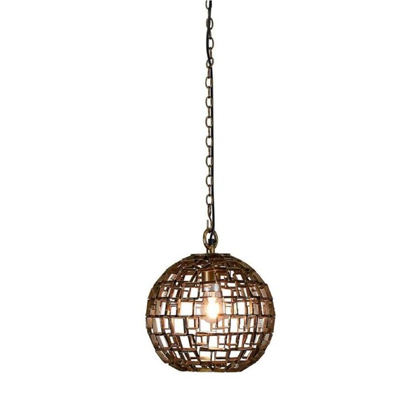Belle Mondrian Iron Ceiling Pendant Light 34cm Hanging Lamp Small Antique Brass