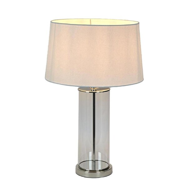 Belle Iris Glass Table Lamp w/ Metal Base 54cm Night Light Decor Polished Nickel