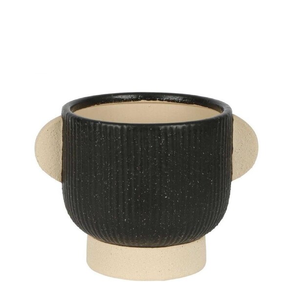 Belle Cartez Ceramic Pot Planter Small 25cm Flower/Plant Container Decor Black
