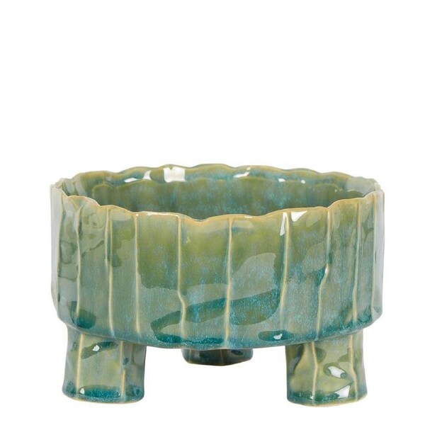 Belle Marimo 19cm Stoneware Mini Planter Shallow Home Decor Display Round Green