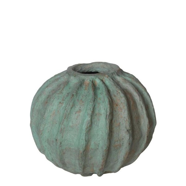 Belle Zanzi 30cm Papier Mache Large Pot Home Decorative Display Round Green