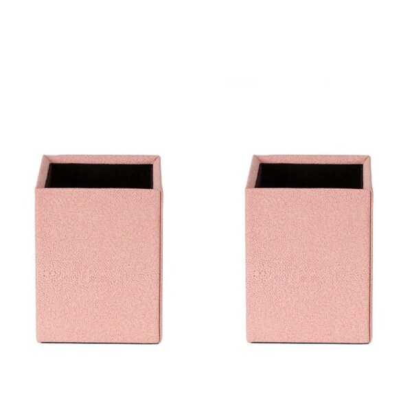 2x Belle Hunter Brush Box Organiser Container Stationery Storage Sqr 12cm Pink