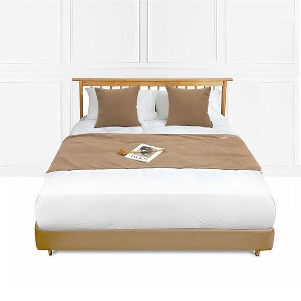 SOGA 1.8m Bed Light Brown Vintage Scarf Runner Bedding Tail Pad Flag For Home Hotel Set of 3