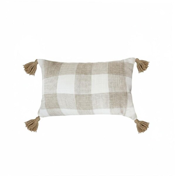 SOGA 30CM Pillow Lumbar Cover Decorative Plaid Farmhouse Cushion Throw Pillow