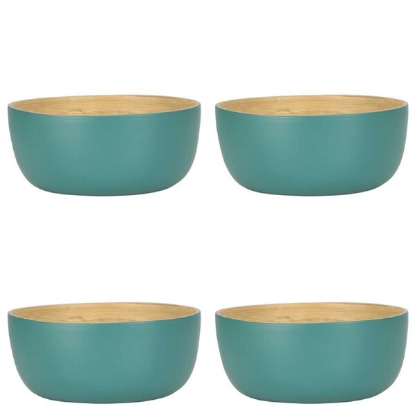 4x Belle Blana Small Bamboo 15cm Serving Noodle/Food Bowl Round Tableware Sage
