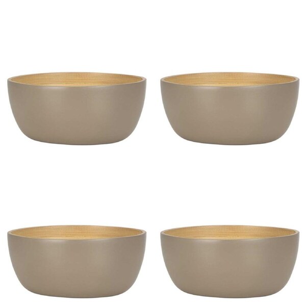 4x Belle Blana Small Bamboo 15cm Serving Noodle/Food Bowl Round Tableware Grey