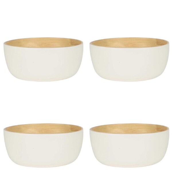 4x Belle Blana Small Bamboo 15cm Serving Noodle/Food Bowl Round Tableware White