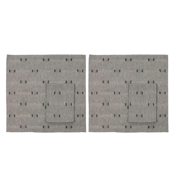 2x 4pc Belle Tuft Cotton Kitchen Napkin Cloth Set 40cm Reusable Sqr Dark Slate